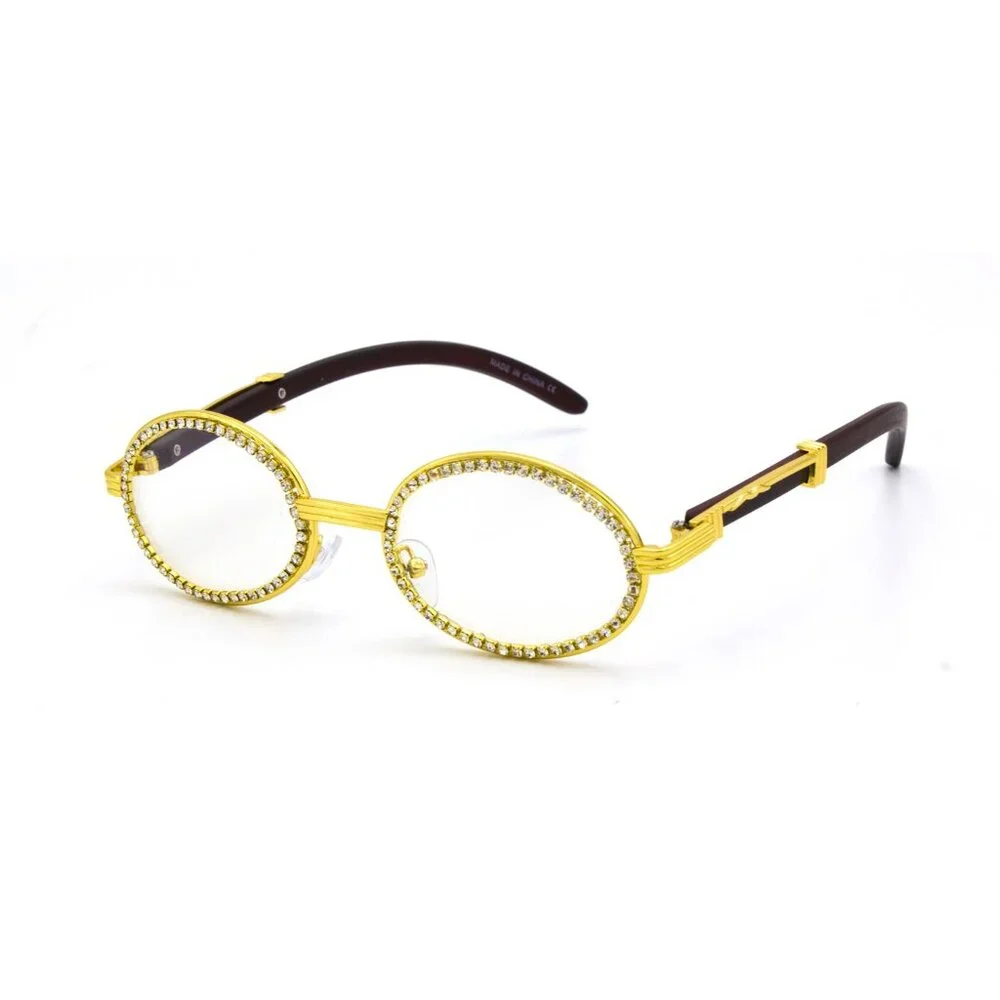 Men Clear Sunglasses Classic Retro Shades Eye Glasses Iced Out Diamond Buffs New